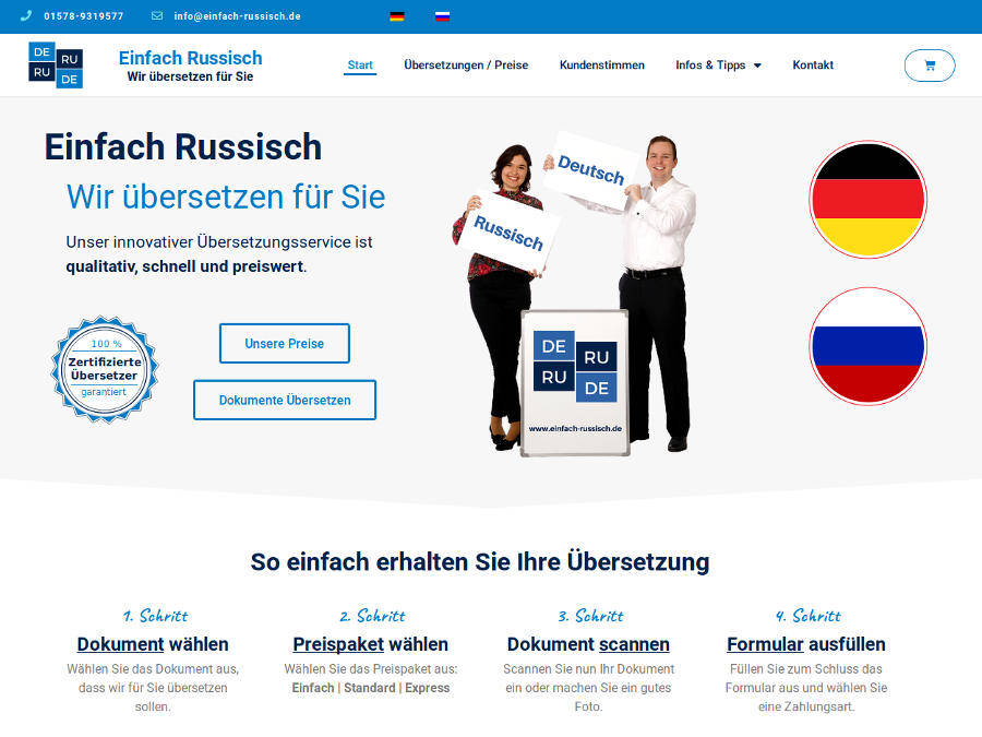 Einfach Russisch Übersetzungen Webseite